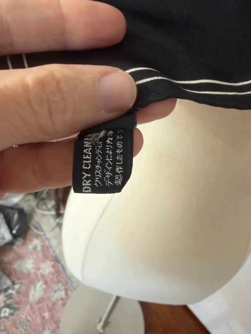 Christian Dior 100% Silk Black Ivory Floral Square Scarf